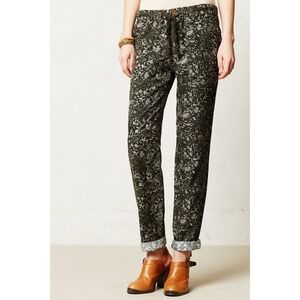 NWT Hei Hei Anthropologie Floral Bird Cargo Tapered Pants Black White Boho Sz 10